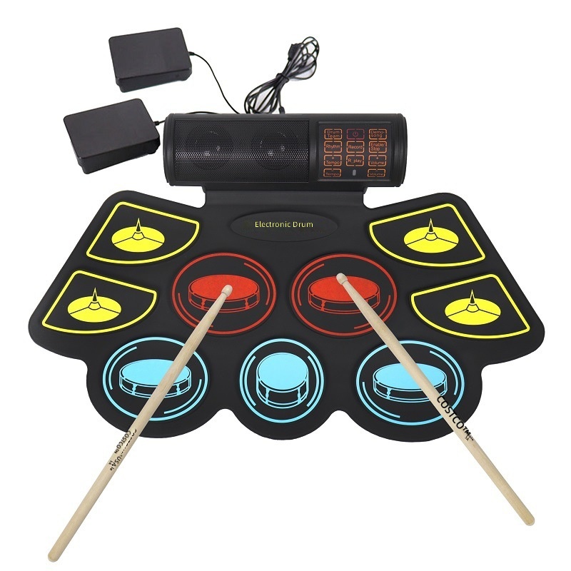 Electronic Drum Set Roll Up - Colorful Silicone Gel Roll-Up Electronic Drum