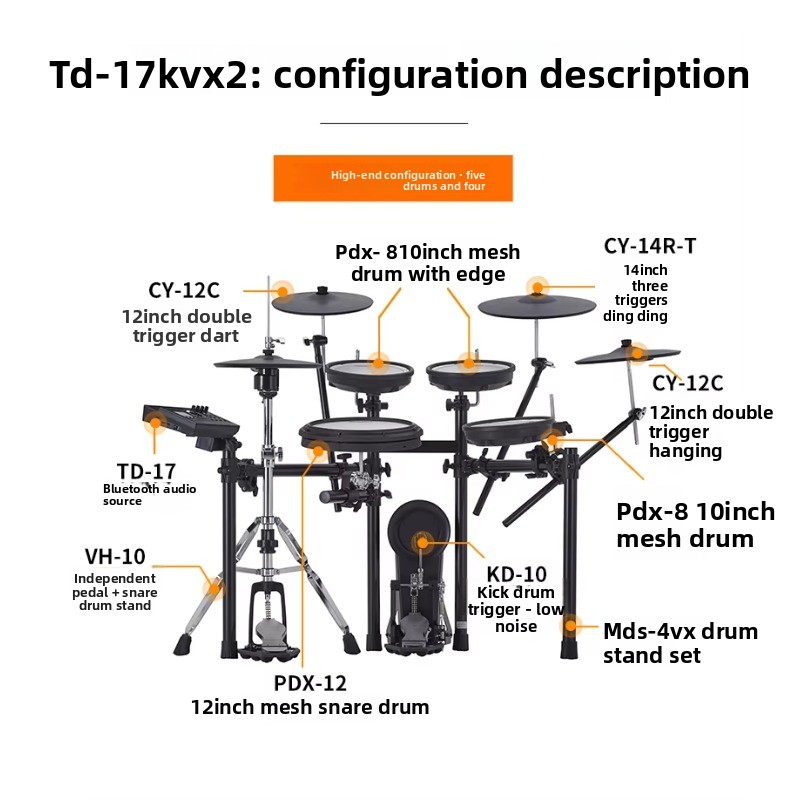 5 Drums 4 Cymbals Hybrid Drum  - Drum Trigger Set Acoustic ulasan dan harga