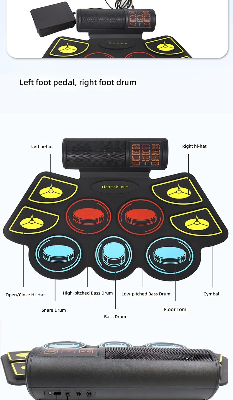 Colorful Silicone Gel Roll-Up  - Electronic Drum Set Roll Up ulasan dan harga