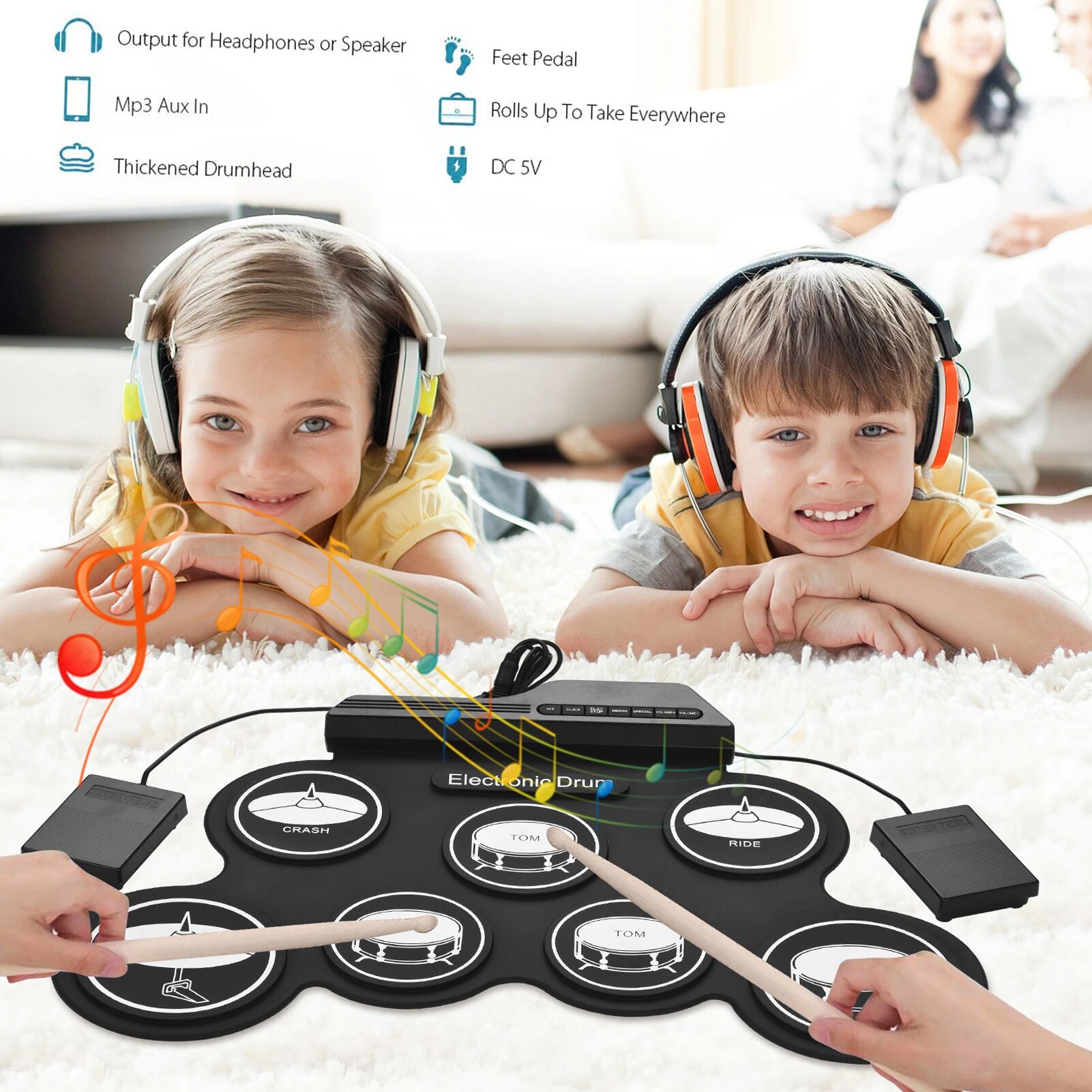 Electronic Drum Set USB Roll-U - Electronic Drum Kit For Kids ulasan dan harga
