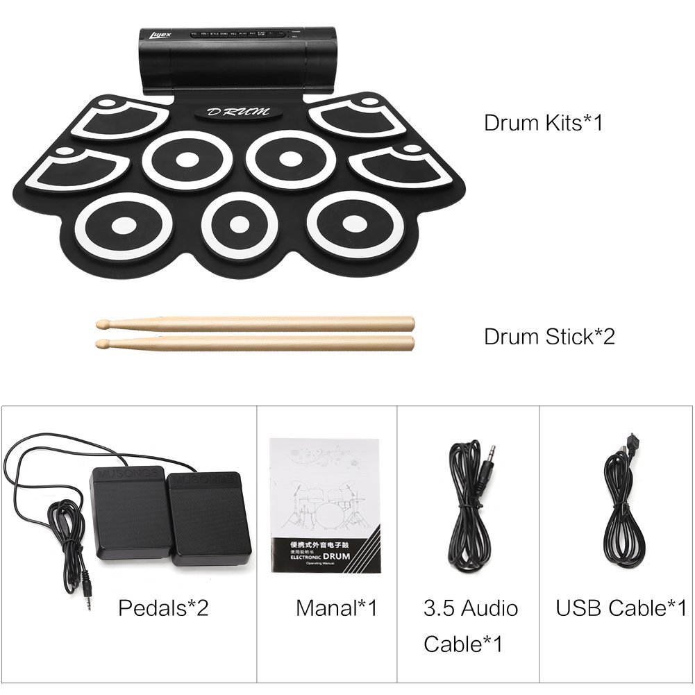 Percussion Instrument MD760 Th - Electronic Drum Set Roll Up ulasan dan harga